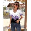 imageZeagoo Womens Short Sleeve Shirts for Summer Casual VNeck Blouse Shirts 2025 Dressy Tops with PleatsFlower12