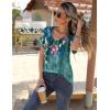 imageZeagoo Womens Short Sleeve Shirts for Summer Casual VNeck Blouse Shirts 2025 Dressy Tops with PleatsFlower2