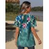 imageZeagoo Womens Short Sleeve Shirts for Summer Casual VNeck Blouse Shirts 2025 Dressy Tops with PleatsFlower2
