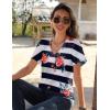 imageZeagoo Womens Short Sleeve Shirts for Summer Casual VNeck Blouse Shirts 2025 Dressy Tops with PleatsFlower3
