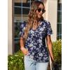 imageZeagoo Womens Short Sleeve Shirts for Summer Casual VNeck Blouse Shirts 2025 Dressy Tops with PleatsFlower4