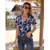 imageZeagoo Womens Short Sleeve Shirts for Summer Casual VNeck Blouse Shirts 2025 Dressy Tops with PleatsFlower4