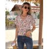 imageZeagoo Womens Short Sleeve Shirts for Summer Casual VNeck Blouse Shirts 2025 Dressy Tops with PleatsFlower5