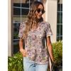 imageZeagoo Womens Short Sleeve Shirts for Summer Casual VNeck Blouse Shirts 2025 Dressy Tops with PleatsFlower5