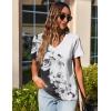 imageZeagoo Womens Short Sleeve Shirts for Summer Casual VNeck Blouse Shirts 2025 Dressy Tops with PleatsFlower6