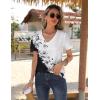 imageZeagoo Womens Short Sleeve Shirts for Summer Casual VNeck Blouse Shirts 2025 Dressy Tops with PleatsFlower6