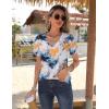 imageZeagoo Womens Short Sleeve Shirts for Summer Casual VNeck Blouse Shirts 2025 Dressy Tops with PleatsFlower7