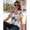 imageZeagoo Womens Short Sleeve Shirts for Summer Casual VNeck Blouse Shirts 2025 Dressy Tops with PleatsFlower7