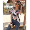 imageZeagoo Womens Short Sleeve Shirts for Summer Casual VNeck Blouse Shirts 2025 Dressy Tops with PleatsFlower8