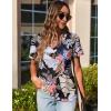 imageZeagoo Womens Short Sleeve Shirts for Summer Casual VNeck Blouse Shirts 2025 Dressy Tops with PleatsFlower8