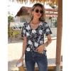 imageZeagoo Womens Short Sleeve Shirts for Summer Casual VNeck Blouse Shirts 2025 Dressy Tops with PleatsFlower9