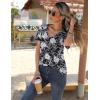 imageZeagoo Womens Short Sleeve Shirts for Summer Casual VNeck Blouse Shirts 2025 Dressy Tops with PleatsFlower9