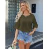 imageZeagoo Womens T Shirts Summer Casual Oversized Crewneck Loose Fit Short Sleeve Striped Tops Fashion Comfy Basic Tee BlousesArmy Green