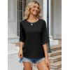 imageZeagoo Womens T Shirts Summer Casual Oversized Crewneck Loose Fit Short Sleeve Striped Tops Fashion Comfy Basic Tee BlousesBlack