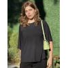 imageZeagoo Womens T Shirts Summer Casual Oversized Crewneck Loose Fit Short Sleeve Striped Tops Fashion Comfy Basic Tee BlousesBlack