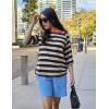 imageZeagoo Womens T Shirts Summer Casual Oversized Crewneck Loose Fit Short Sleeve Striped Tops Fashion Comfy Basic Tee BlousesBlack and Apricot Striped