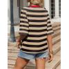 imageZeagoo Womens T Shirts Summer Casual Oversized Crewneck Loose Fit Short Sleeve Striped Tops Fashion Comfy Basic Tee BlousesBlack and Apricot Striped