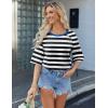 imageZeagoo Womens T Shirts Summer Casual Oversized Crewneck Loose Fit Short Sleeve Striped Tops Fashion Comfy Basic Tee BlousesBlack and White Striped
