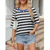 imageZeagoo Womens T Shirts Summer Casual Oversized Crewneck Loose Fit Short Sleeve Striped Tops Fashion Comfy Basic Tee BlousesBlack and White Striped