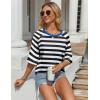 imageZeagoo Womens T Shirts Summer Casual Oversized Crewneck Loose Fit Short Sleeve Striped Tops Fashion Comfy Basic Tee BlousesBlack and White Striped