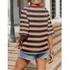 imageZeagoo Womens T Shirts Summer Casual Oversized Crewneck Loose Fit Short Sleeve Striped Tops Fashion Comfy Basic Tee BlousesBrown and Khaki Striped