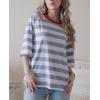 imageZeagoo Womens T Shirts Summer Casual Oversized Crewneck Loose Fit Short Sleeve Striped Tops Fashion Comfy Basic Tee BlousesGray and White Striped