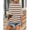 imageZeagoo Womens T Shirts Summer Casual Oversized Crewneck Loose Fit Short Sleeve Striped Tops Fashion Comfy Basic Tee BlousesKhaki and White Striped