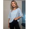 imageZeagoo Womens T Shirts Summer Casual Oversized Crewneck Loose Fit Short Sleeve Striped Tops Fashion Comfy Basic Tee BlousesLight Blue