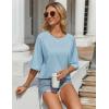 imageZeagoo Womens T Shirts Summer Casual Oversized Crewneck Loose Fit Short Sleeve Striped Tops Fashion Comfy Basic Tee BlousesLight Blue