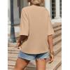 imageZeagoo Womens T Shirts Summer Casual Oversized Crewneck Loose Fit Short Sleeve Striped Tops Fashion Comfy Basic Tee BlousesLight Brown