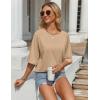 imageZeagoo Womens T Shirts Summer Casual Oversized Crewneck Loose Fit Short Sleeve Striped Tops Fashion Comfy Basic Tee BlousesLight Brown
