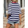 imageZeagoo Womens T Shirts Summer Casual Oversized Crewneck Loose Fit Short Sleeve Striped Tops Fashion Comfy Basic Tee BlousesNavy Blue and White Striped