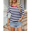 imageZeagoo Womens T Shirts Summer Casual Oversized Crewneck Loose Fit Short Sleeve Striped Tops Fashion Comfy Basic Tee BlousesNavy Blue and White Striped