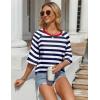 imageZeagoo Womens T Shirts Summer Casual Oversized Crewneck Loose Fit Short Sleeve Striped Tops Fashion Comfy Basic Tee BlousesNavy Blue and White Striped