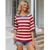 imageZeagoo Womens T Shirts Summer Casual Oversized Crewneck Loose Fit Short Sleeve Striped Tops Fashion Comfy Basic Tee BlousesRed and Apricot Striped