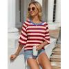 imageZeagoo Womens T Shirts Summer Casual Oversized Crewneck Loose Fit Short Sleeve Striped Tops Fashion Comfy Basic Tee BlousesRed and Apricot Striped
