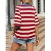 imageZeagoo Womens T Shirts Summer Casual Oversized Crewneck Loose Fit Short Sleeve Striped Tops Fashion Comfy Basic Tee BlousesRed and Apricot Striped
