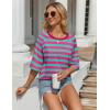 imageZeagoo Womens T Shirts Summer Casual Oversized Crewneck Loose Fit Short Sleeve Striped Tops Fashion Comfy Basic Tee BlousesRed and Green Striped