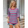 imageZeagoo Womens T Shirts Summer Casual Oversized Crewneck Loose Fit Short Sleeve Striped Tops Fashion Comfy Basic Tee BlousesRed and Green Striped