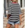 imageZeagoo Womens T Shirts Summer Casual Oversized Crewneck Loose Fit Short Sleeve Striped Tops Fashion Comfy Basic Tee BlousesStriped Gray