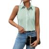 imageZeagoo Sleeveless Blouses for Women Summer Casual Button Down Shirts Flower Tank Tops FashionGreen Stripe