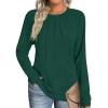 imageZeagoo Women Long Sleeve Shirts Casual Tops Blouses Fashion Pleated Tunic Fall Clothes 2024Deep Green