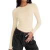imageZeagoo Women Y2K Crewneck Long Sleeve Slim Fit T Shirt Going Out Fall Fashion Basic TopsApricot
