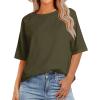 imageZeagoo Womens T Shirts Summer Casual Oversized Crewneck Loose Fit Short Sleeve Striped Tops Fashion Comfy Basic Tee BlousesArmy Green