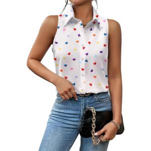 imageZeagoo Sleeveless Blouses for Women Summer Casual Button Down Shirts Flower Tank Tops FashionAx25
