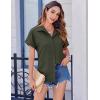 imageZeagoo Short Sleeve Summer Tops for Women Casual Button Down Shirts SolidStriped Business Work BlousesArmy Green