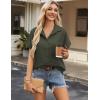 imageZeagoo Short Sleeve Summer Tops for Women Casual Button Down Shirts SolidStriped Business Work BlousesArmy Green