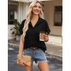 imageZeagoo Short Sleeve Summer Tops for Women Casual Button Down Shirts SolidStriped Business Work BlousesBlack