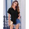 imageZeagoo Short Sleeve Summer Tops for Women Casual Button Down Shirts SolidStriped Business Work BlousesBlack
