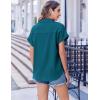 imageZeagoo Short Sleeve Summer Tops for Women Casual Button Down Shirts SolidStriped Business Work BlousesBlue Green